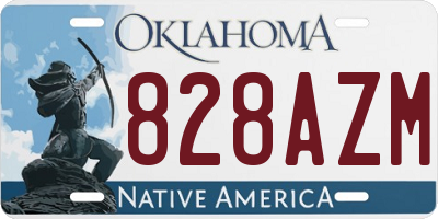 OK license plate 828AZM