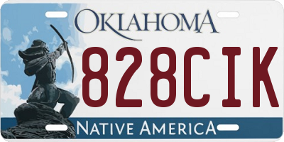 OK license plate 828CIK