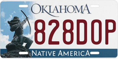 OK license plate 828DOP