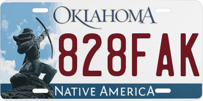 OK license plate 828FAK