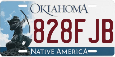 OK license plate 828FJB
