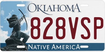 OK license plate 828VSP