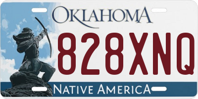 OK license plate 828XNQ
