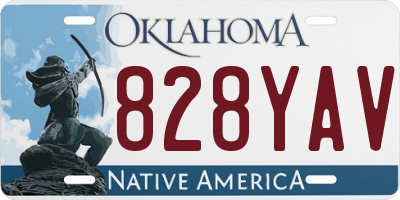 OK license plate 828YAV