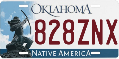 OK license plate 828ZNX