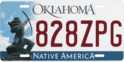 OK license plate 828ZPG