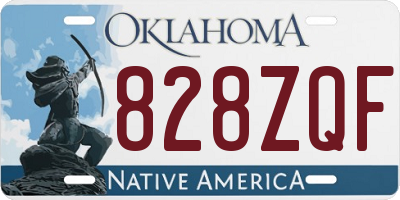 OK license plate 828ZQF