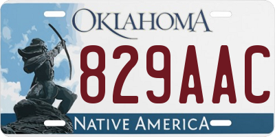 OK license plate 829AAC