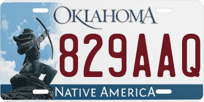 OK license plate 829AAQ