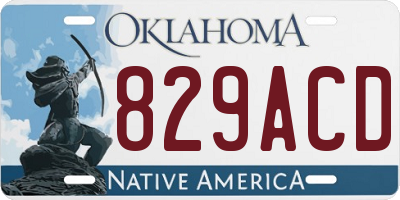 OK license plate 829ACD