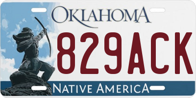 OK license plate 829ACK