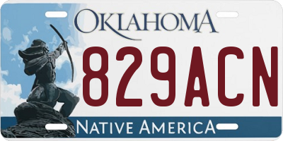 OK license plate 829ACN