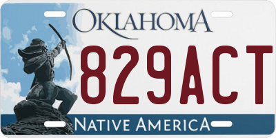 OK license plate 829ACT