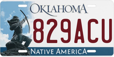 OK license plate 829ACU