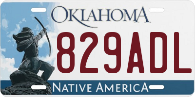 OK license plate 829ADL
