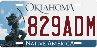 OK license plate 829ADM