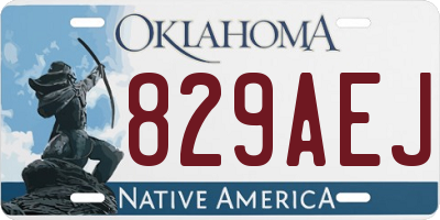 OK license plate 829AEJ