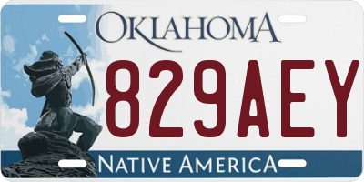 OK license plate 829AEY