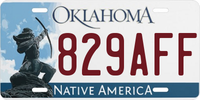 OK license plate 829AFF