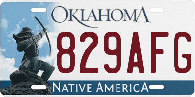 OK license plate 829AFG