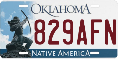 OK license plate 829AFN