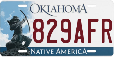 OK license plate 829AFR