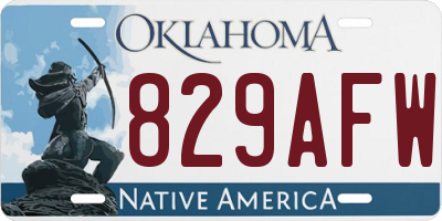 OK license plate 829AFW