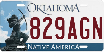 OK license plate 829AGN