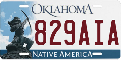 OK license plate 829AIA