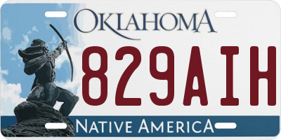 OK license plate 829AIH