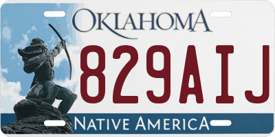 OK license plate 829AIJ