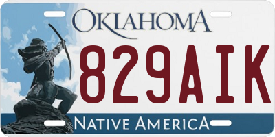 OK license plate 829AIK