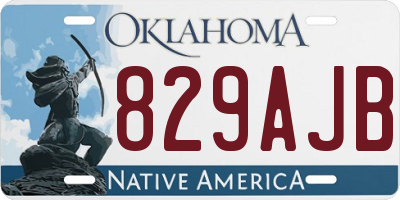 OK license plate 829AJB