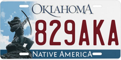 OK license plate 829AKA