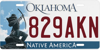 OK license plate 829AKN