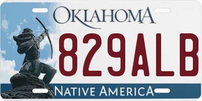 OK license plate 829ALB