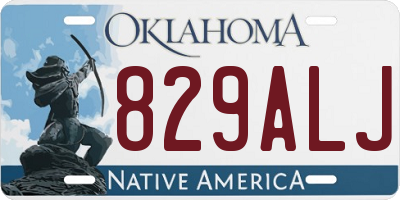 OK license plate 829ALJ