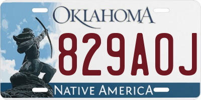 OK license plate 829AOJ