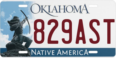 OK license plate 829AST