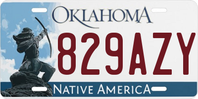 OK license plate 829AZY