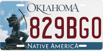 OK license plate 829BGO
