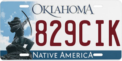 OK license plate 829CIK
