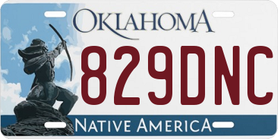 OK license plate 829DNC