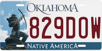 OK license plate 829DOW
