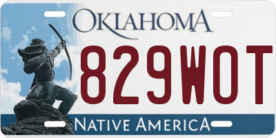 OK license plate 829WOT
