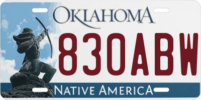 OK license plate 830ABW