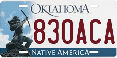 OK license plate 830ACA