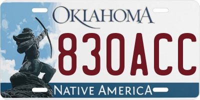 OK license plate 830ACC