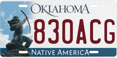 OK license plate 830ACG