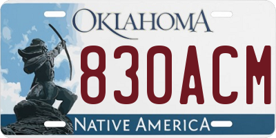 OK license plate 830ACM